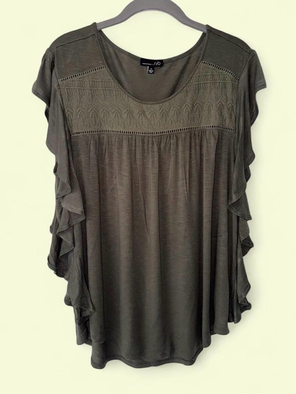 RXB Olive Ruffle Sleeve Tunic Top